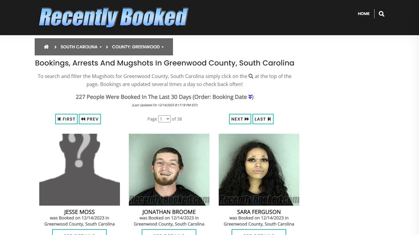 Bookings, Arrests and Mugshots in Greenwood County, South Carolina